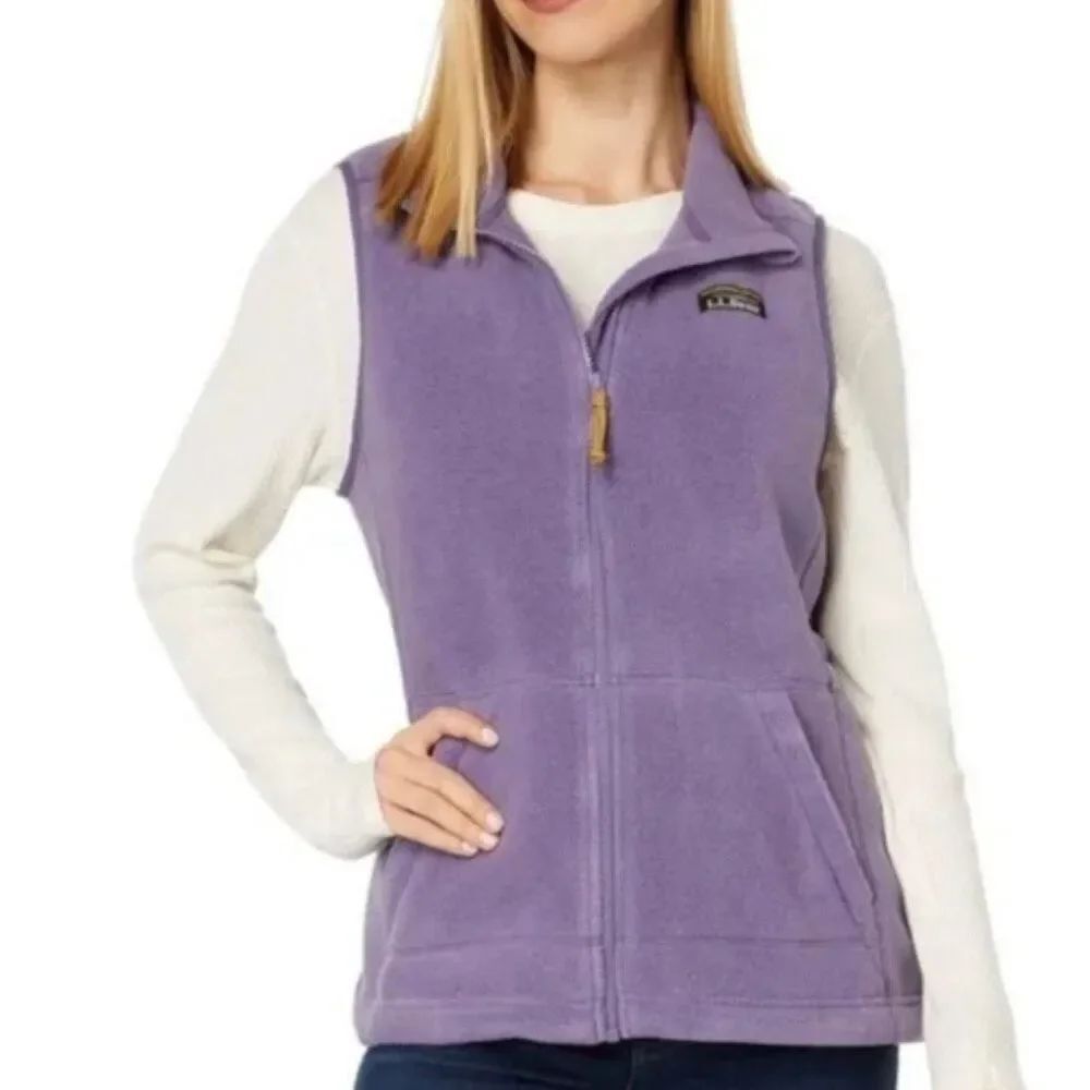 L.L. Bean NWT fleece full zip vest purple size small